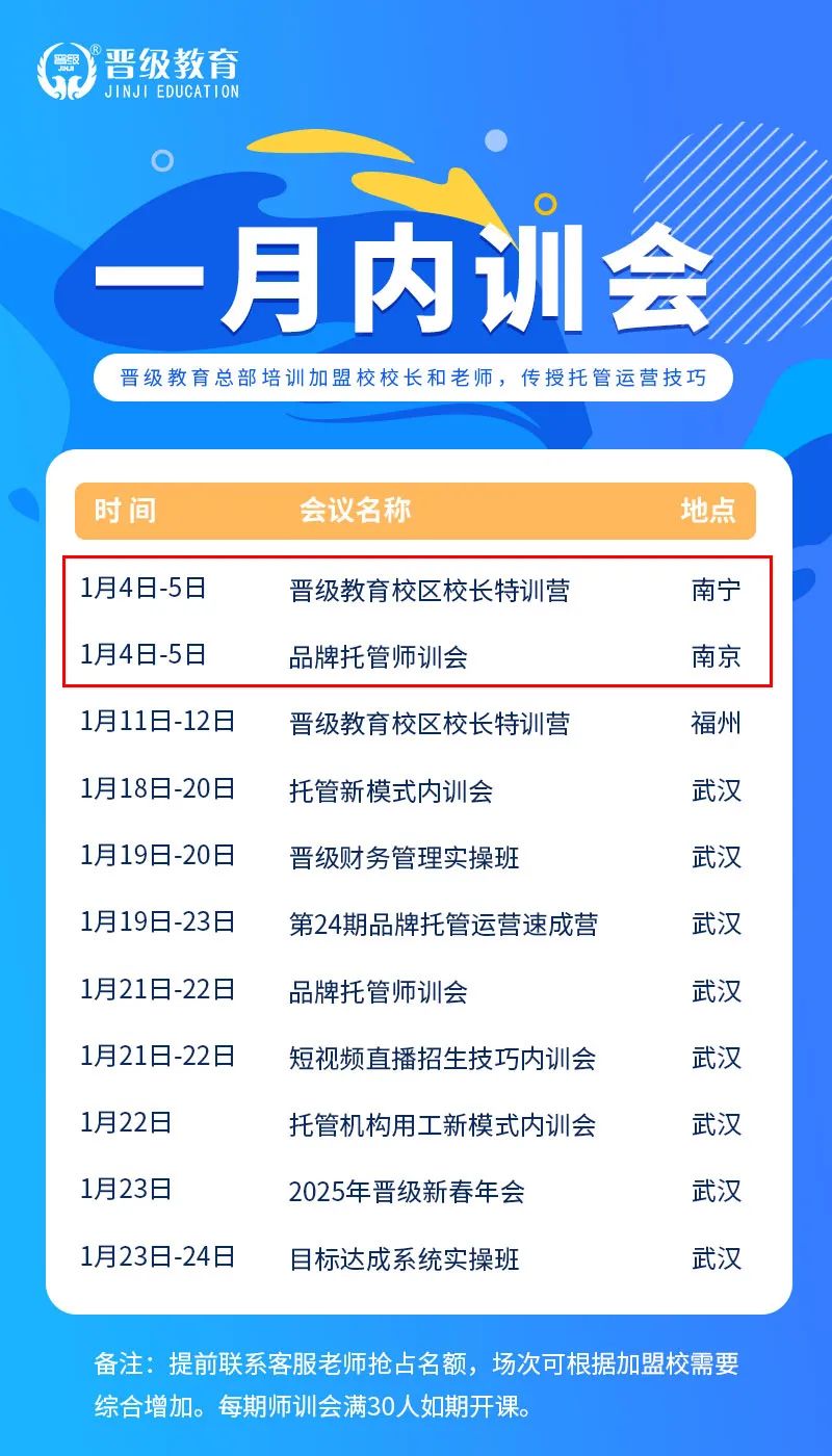本周末，晋级线下内训会两场同开！一月学习安排抢先看
