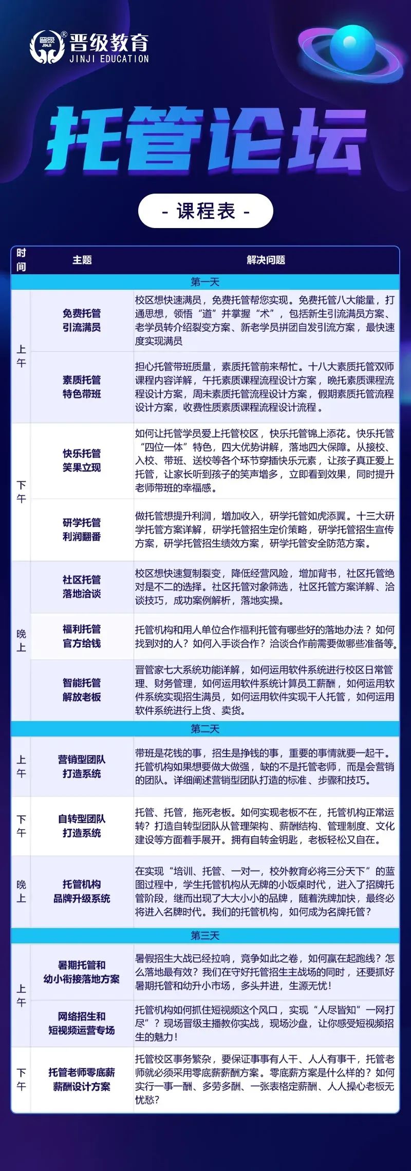 托管论坛课表