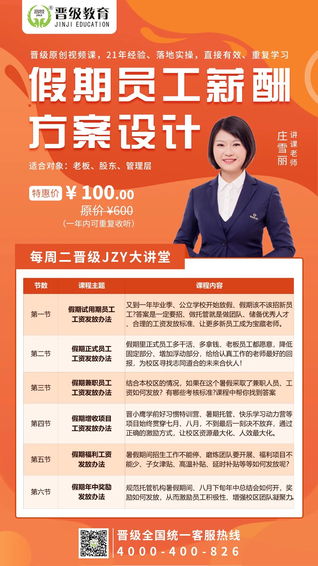 第606期JZY大讲堂为您带来：假期员工薪酬方案设计
